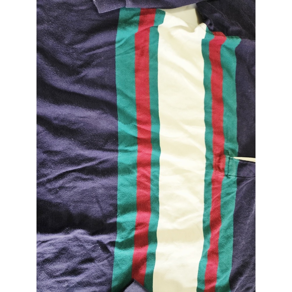 Gant Rugger Mens Vintage Striped Rugby Shirt Navy Teal Burgundy USA Made Large - Picture 2 of 6